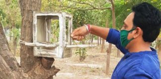 समाज सेवी अरूण व्यास ने टीम सहित पक्षियों के लिए दाना पानी कि व्यवस्था की Arun Vyas