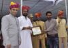 रक्तकोष फाउंडेशन के नागौर जिला अध्यक्ष मुकेश कटारिया हुए सम्मानित